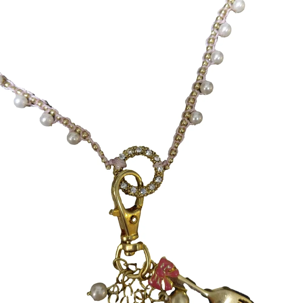 Sold Betsey Johnson Y2K Tea party Charm Necklace Tea Cup Form Spoon  Authentic - Picture 6 of 8